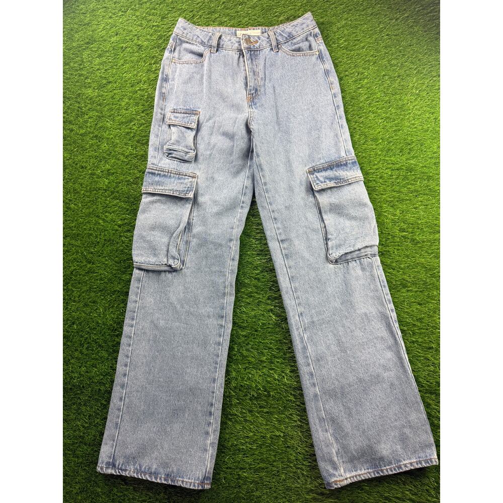 ban.jara Light Wash Cargo Utility Jeans Multi Pocket Y2K Straight Leg RL1474B1MS